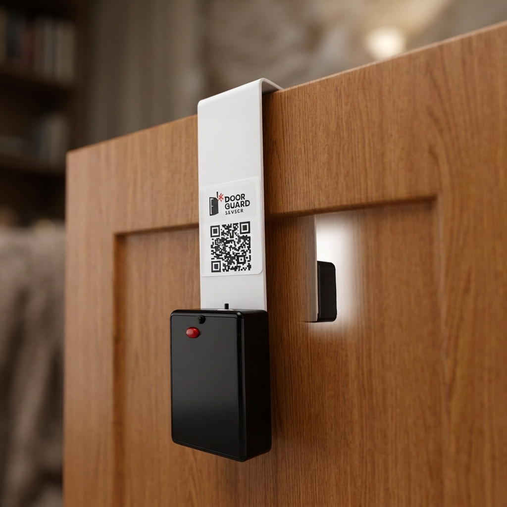 Industrial swinging door safety sensor preventing warehouse collision