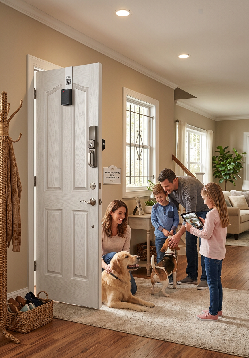 Home safety safety application for swinging doors for family and children